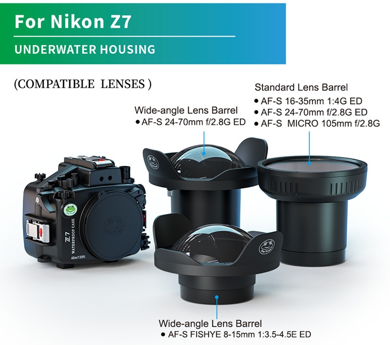 Sea Frogs Nikon Z7 Z6 Underwater Housing Flat Long Port fit lens