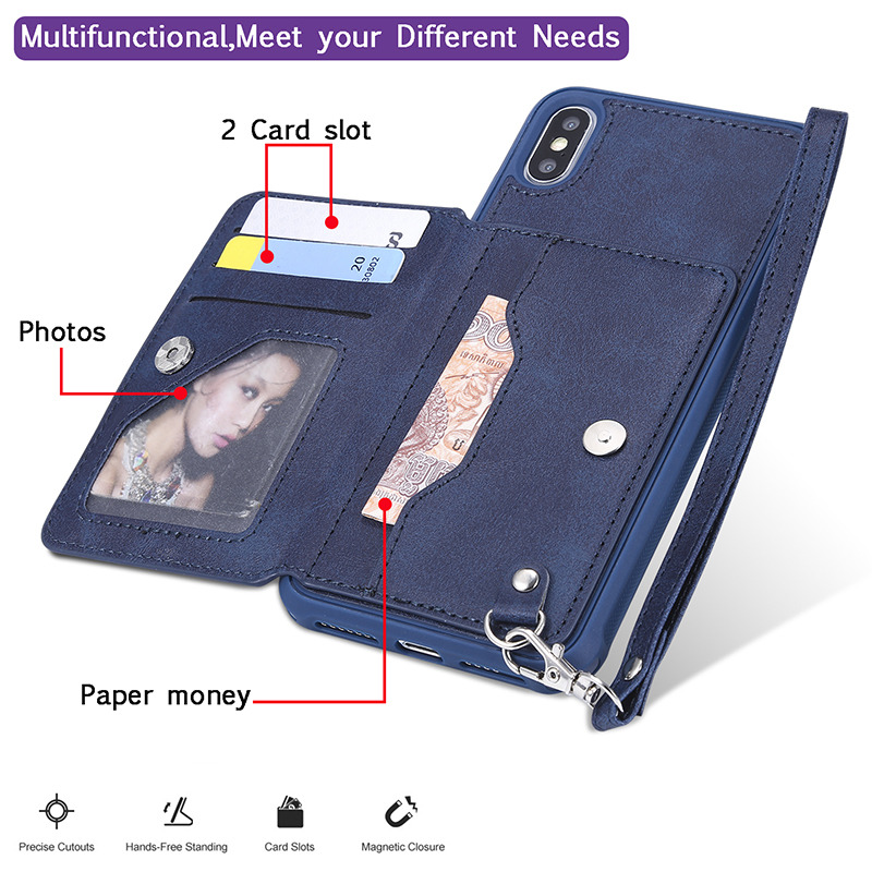 retro flip wallet case for iPhone 12 11 pro max 8 7 6 plus C33