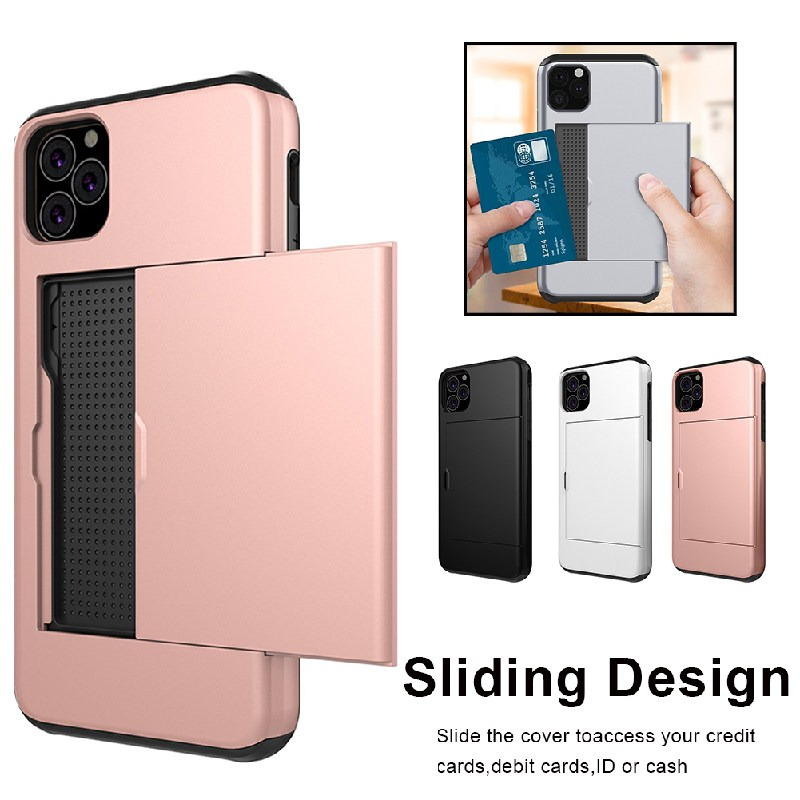 slide card wallet case For iPhone 12 11 pro max 8 7 6 plus C34