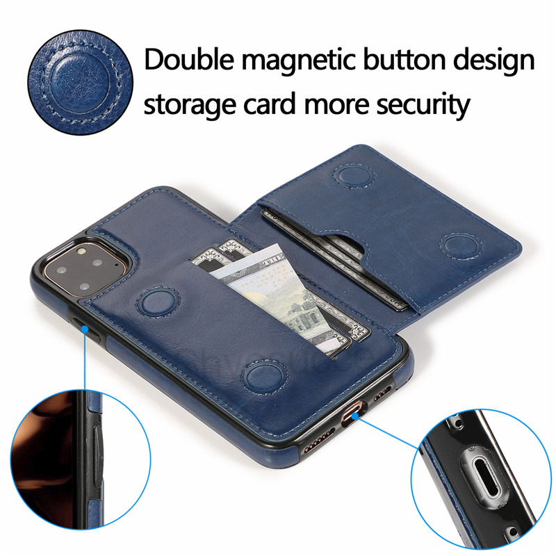 magnetic leather wallet case iPhone 12 11 pro max mini 8 7 6 plus C43