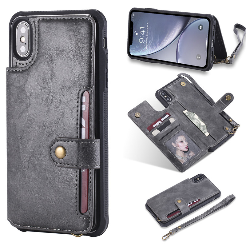 leather back cover wallet case For iPhone 12 11 pro max mini 8 7 6 plus C52
