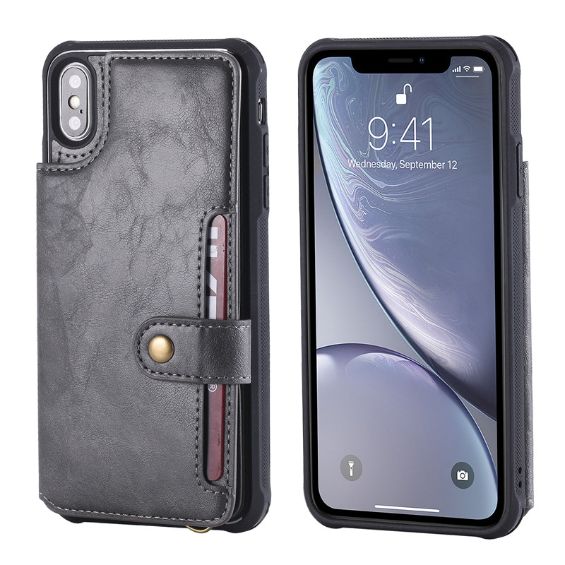 leather back cover wallet case For iPhone 12 11 pro max mini 8 7 6 plus C52