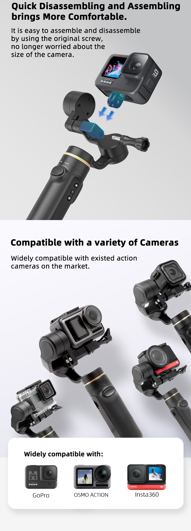 INKEE FALCON handheld 3 axis action camera gimbal stabilizer