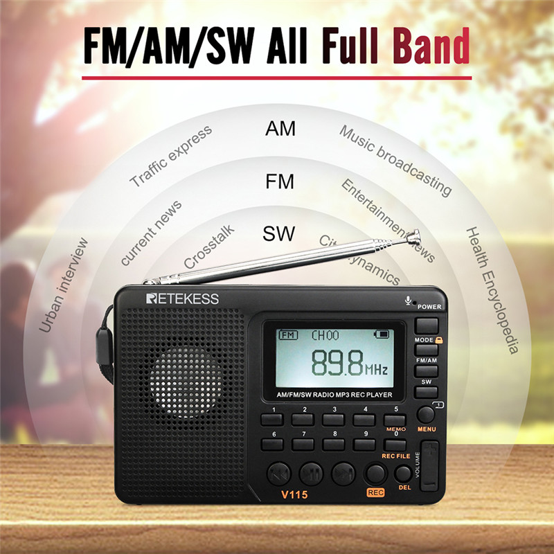 RETEKESS V115 radio AM FM SW pocket radio shortwave FM speaker