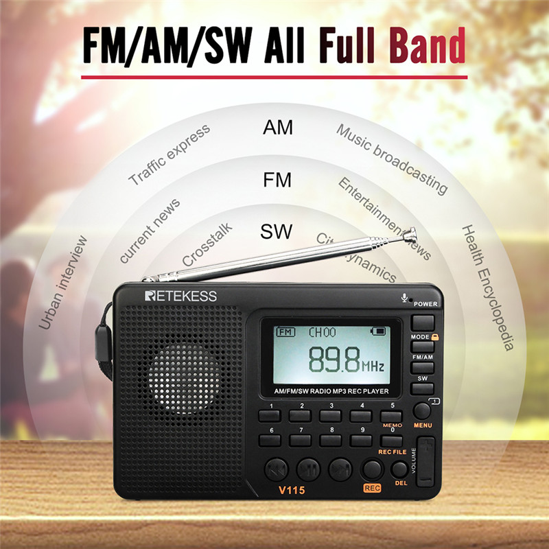 RETEKESS V115 radio AM FM SW pocket radio shortwave FM speaker RETEKESS V115 radio AM FM SW pocket radio shortwave FM speaker
