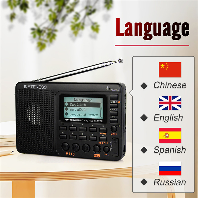 RETEKESS V115 radio AM FM SW pocket radio shortwave FM speaker