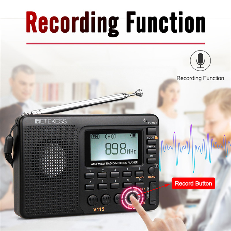 RETEKESS V115 radio AM FM SW pocket radio shortwave FM speaker RETEKESS V115 radio AM FM SW pocket radio shortwave FM speaker