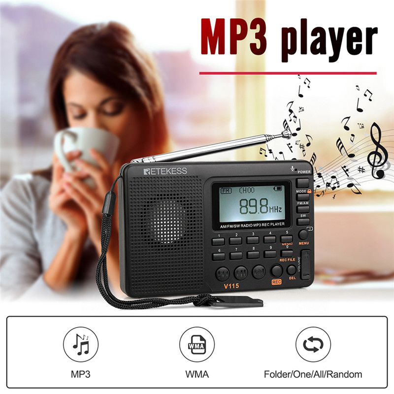 RETEKESS V115 radio AM FM SW pocket radio shortwave FM speaker