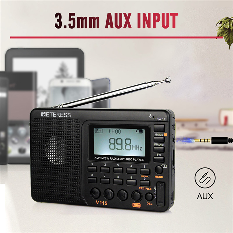 RETEKESS V115 radio AM FM SW pocket radio shortwave FM speaker RETEKESS V115 radio AM FM SW pocket radio shortwave FM speaker