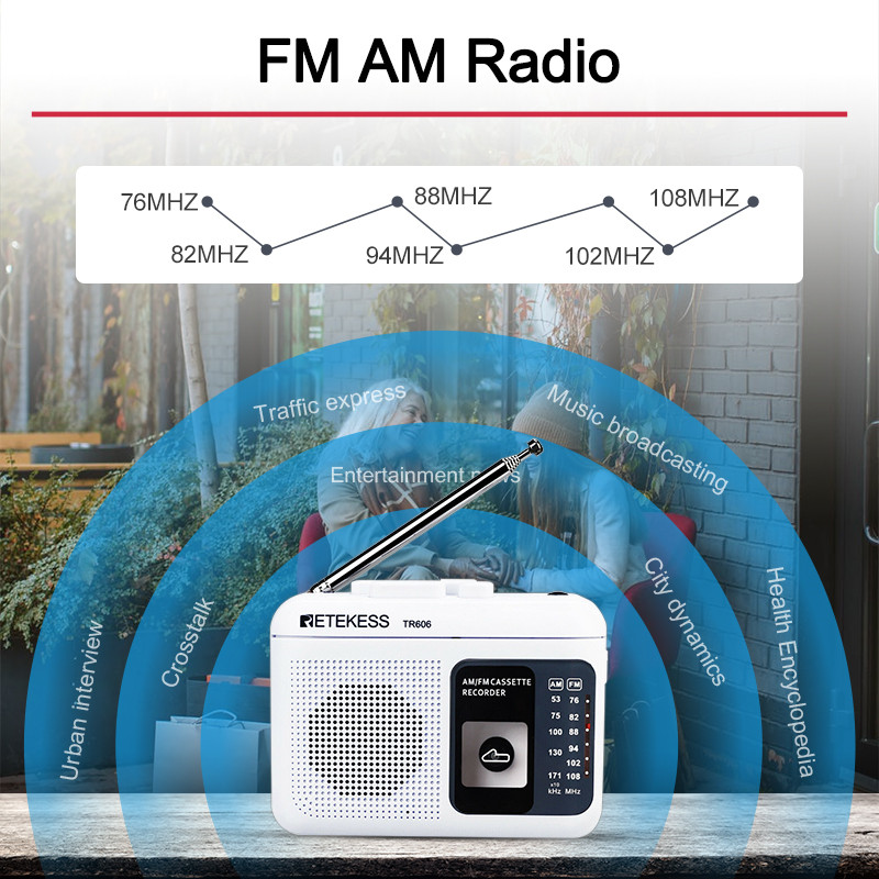 Retekess TR606 cassette portable radio FM/AM voice recorder