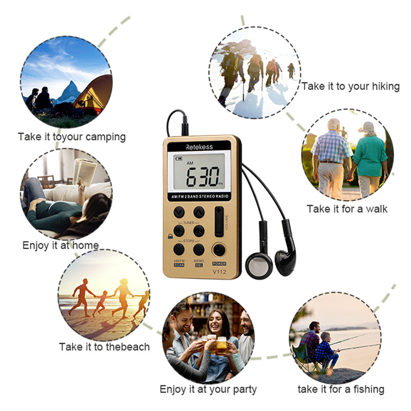 RETEKESS V112 FM AM portable pocket radio RETEKESS V112 FM AM portable pocket radio