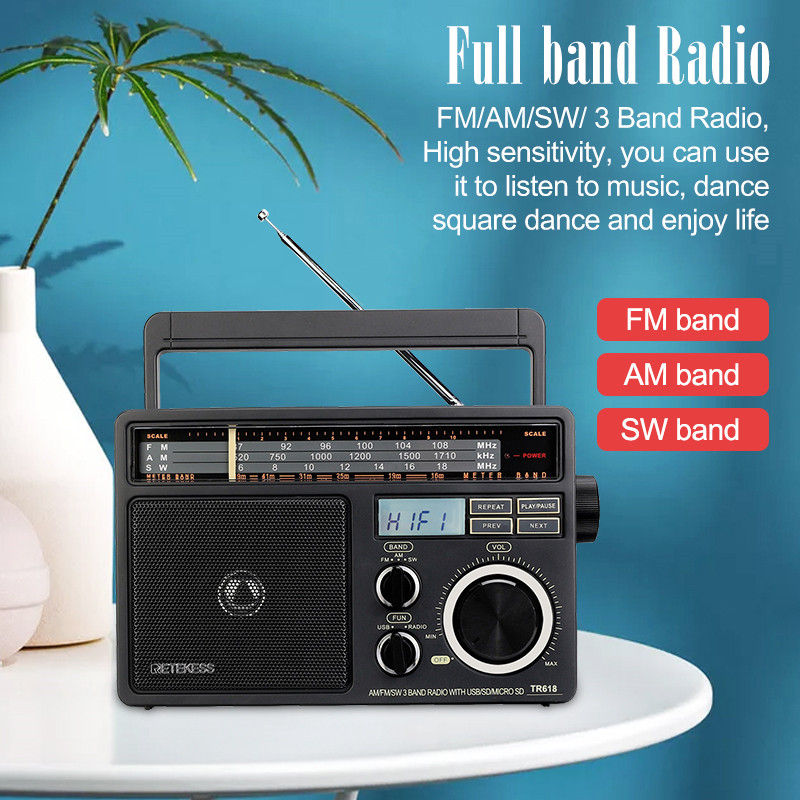Retekess TR618 AM FM SW portable analog radio