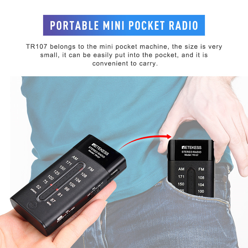 RETEKESS TR107 AM FM portable mini pocket radio