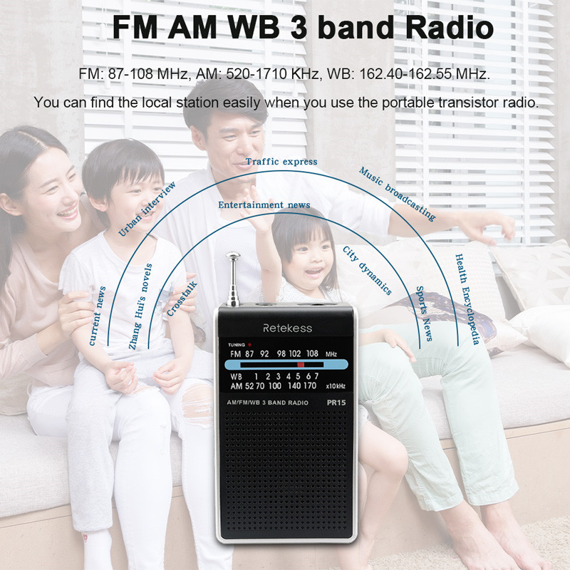 RETEKESS PR15 FM AM portable pocket radio