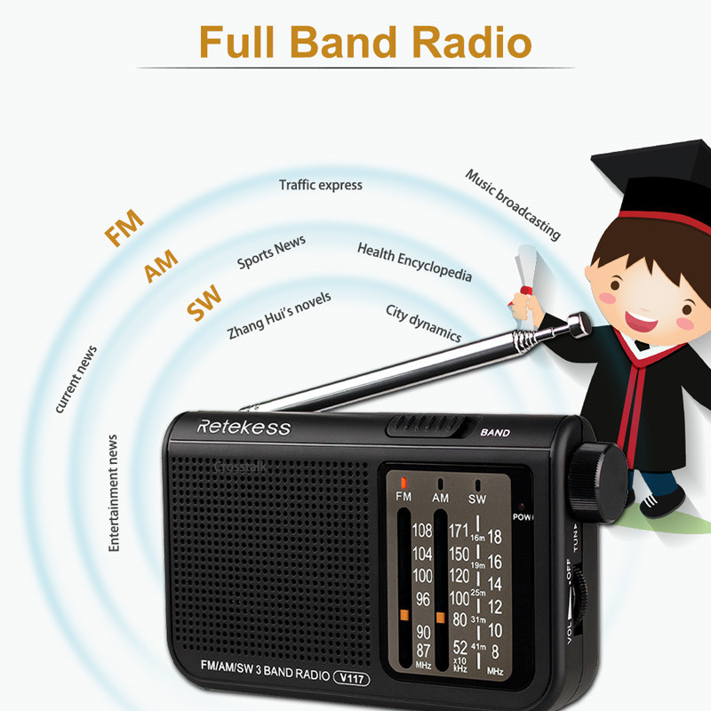 Retekess V117 shortwave analog AM FM portable radio transistor 