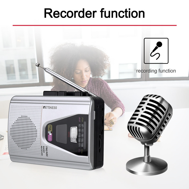 Retekess TR620 FM/AM portable radio cassette playback voice recorder