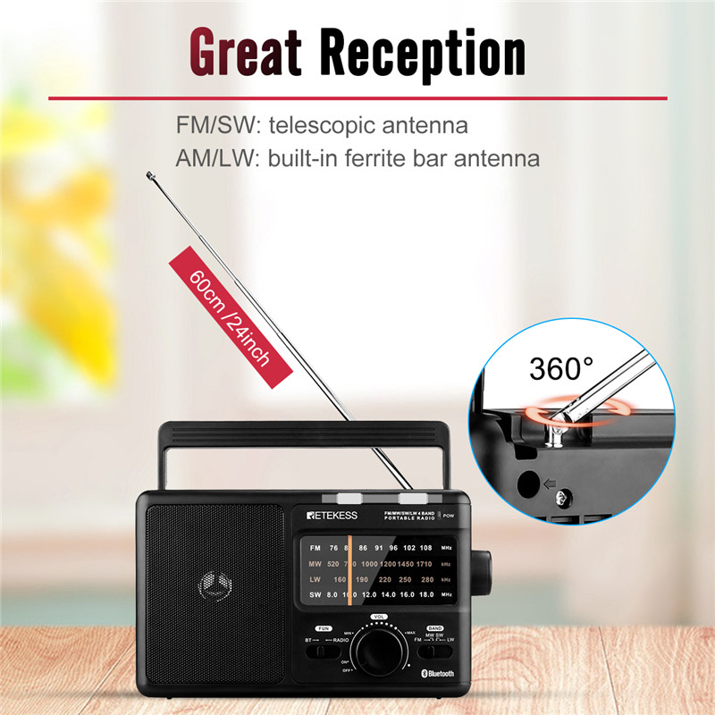 Retekess TR626 AM FM SW LW portable radios bluetooth speaker