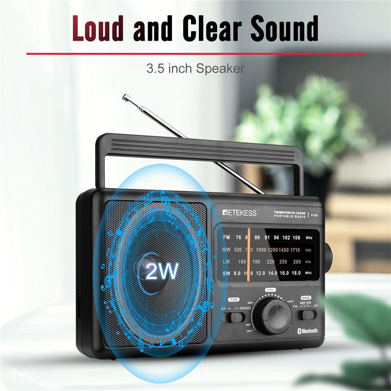 Retekess TR626 AM FM SW LW portable radios bluetooth speaker