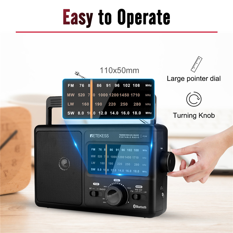 Retekess TR626 AM FM SW LW portable radios bluetooth speaker