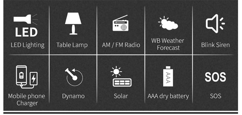 portable radio AM FM NOAA emergency lamp flashligh