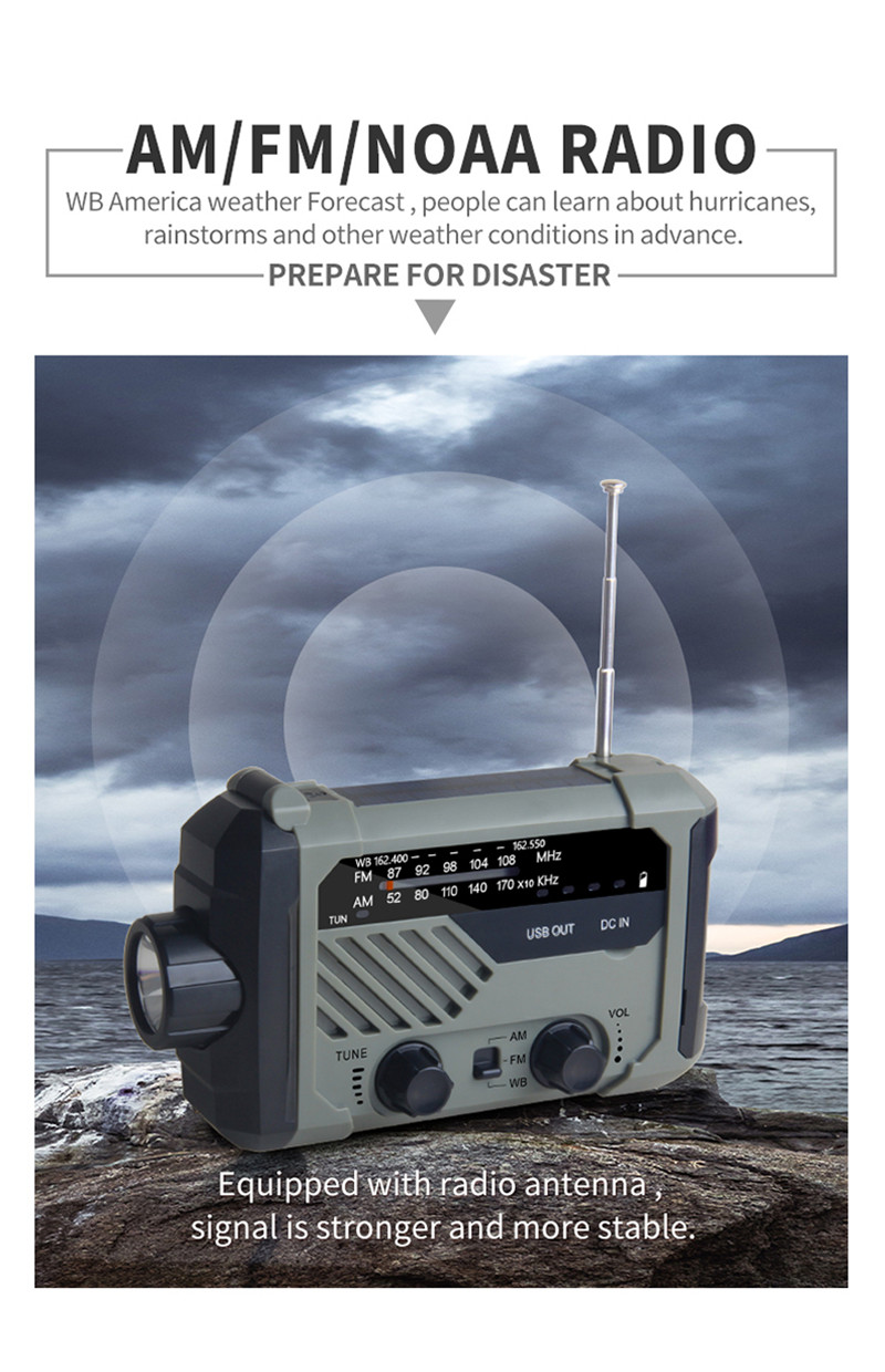 portable radio AM FM NOAA emergency lamp flashligh