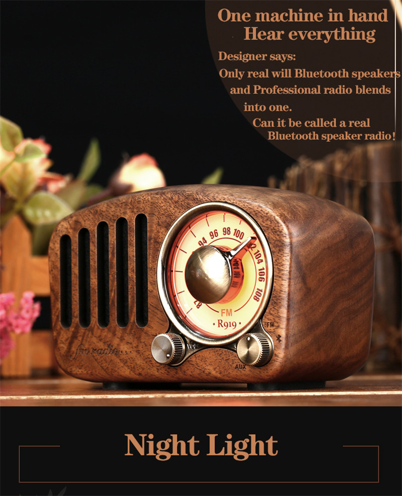 R919 retro wood portable radio mp3 bluetooth speaker