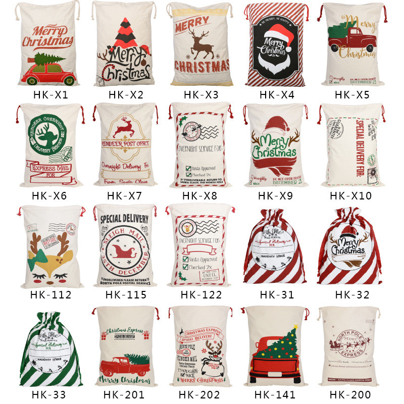 Cotton Canvas Santa Sacks Drawstring Bags