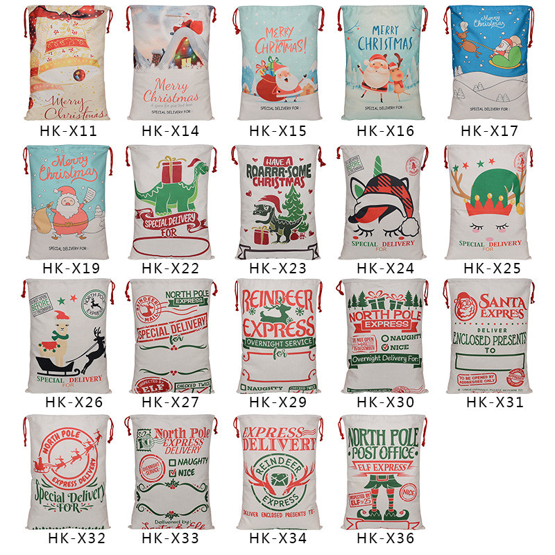 Cotton Canvas Santa Sacks Drawstring Bags