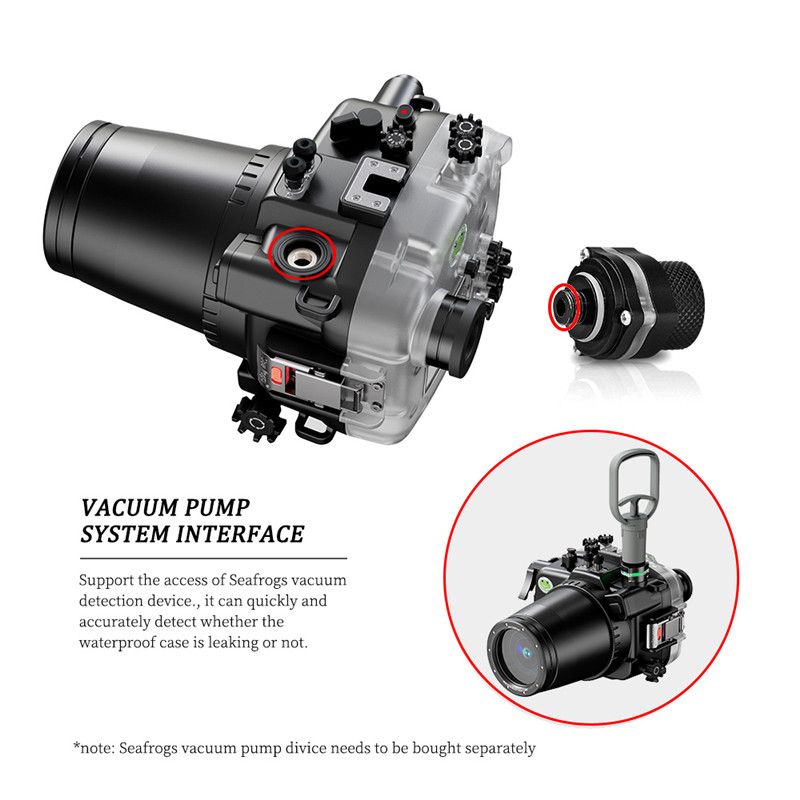 VPS-100 Pre-Dive vacuum leak check system for Nikon D750 underwater housing