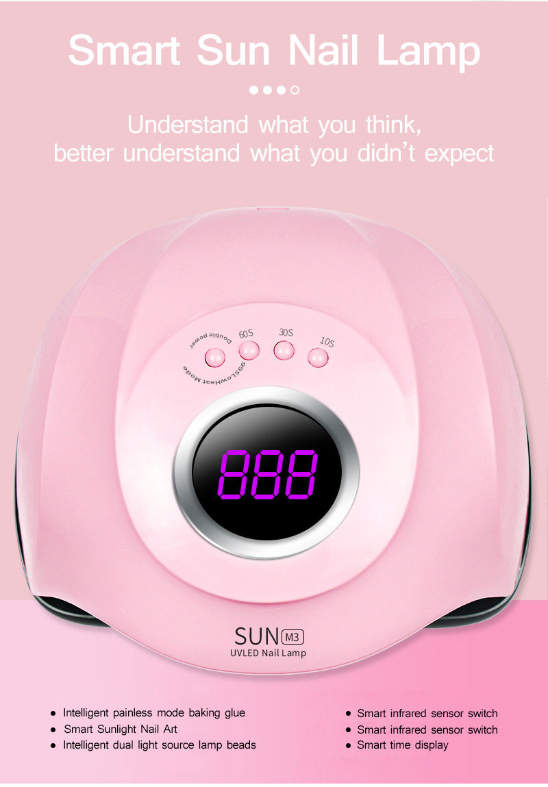 SUN M3 LED UV nail gel dryer lamp 180W manicure