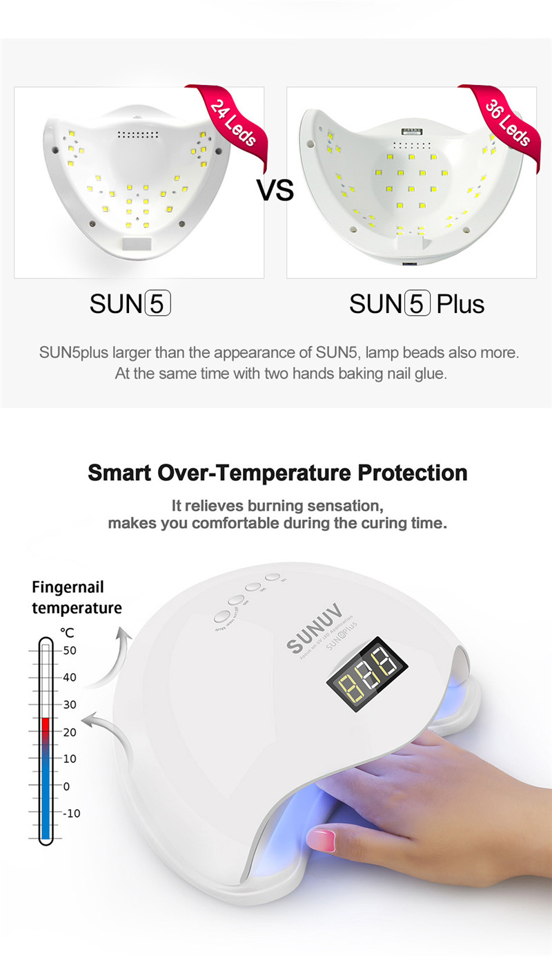 SUNUV SUN5 plus LED UV nail gel dryer lamp 48W 