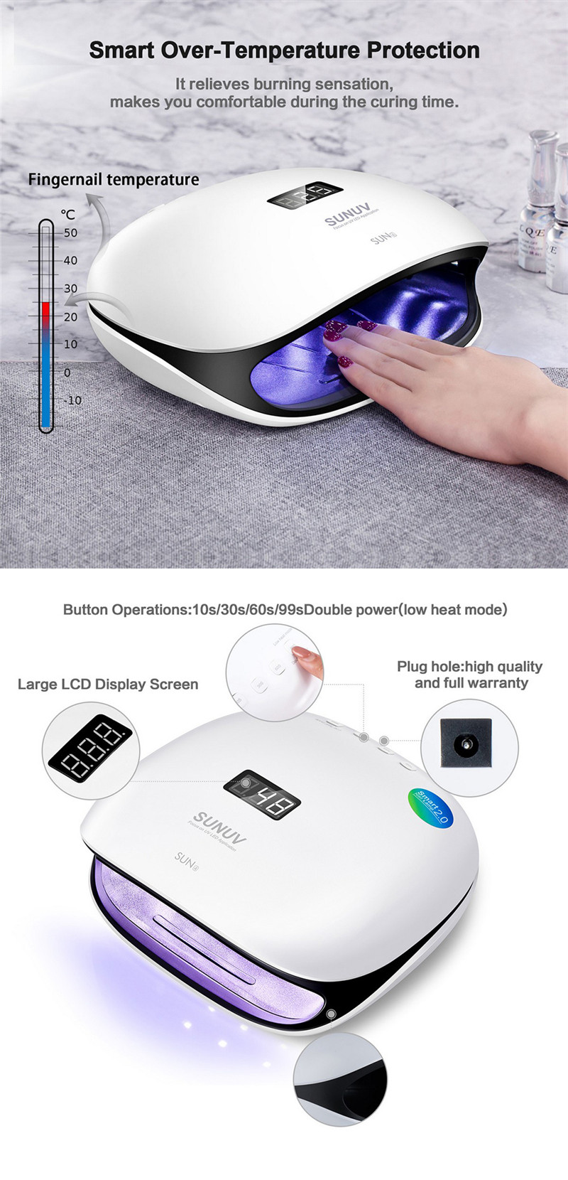 SUNUV SUN4s LED UV nail gel dryer lamp 48W