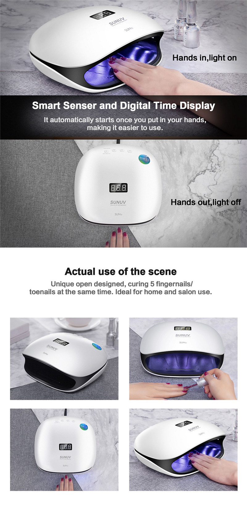 SUNUV SUN4s LED UV nail gel dryer lamp 48W