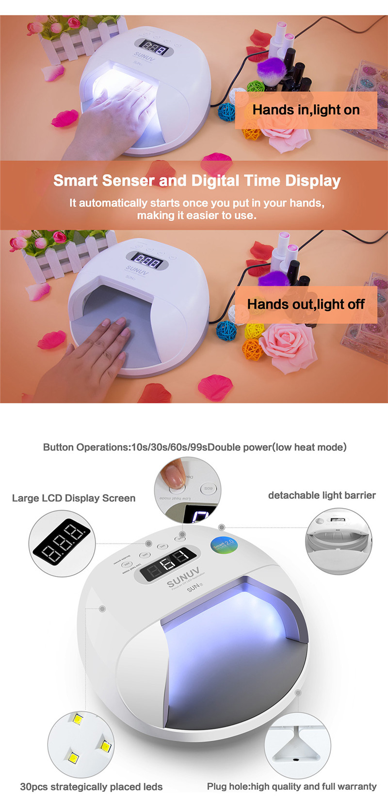 SUNUV SUN7 LED UV nail gel dryer lamp