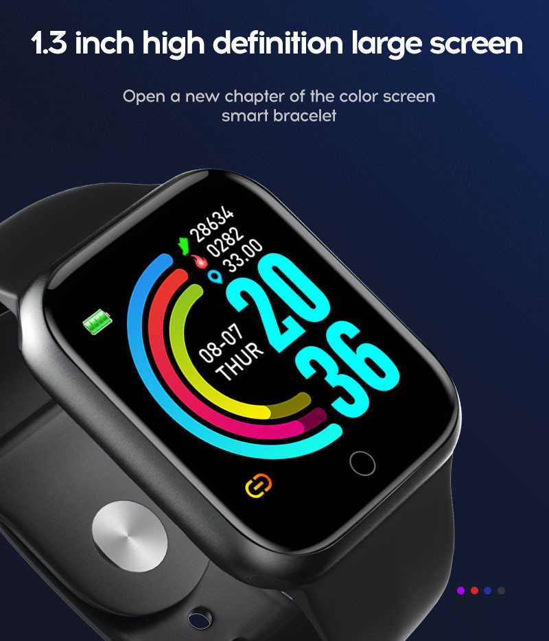 Y68 D20 color screen waterproof smart watche