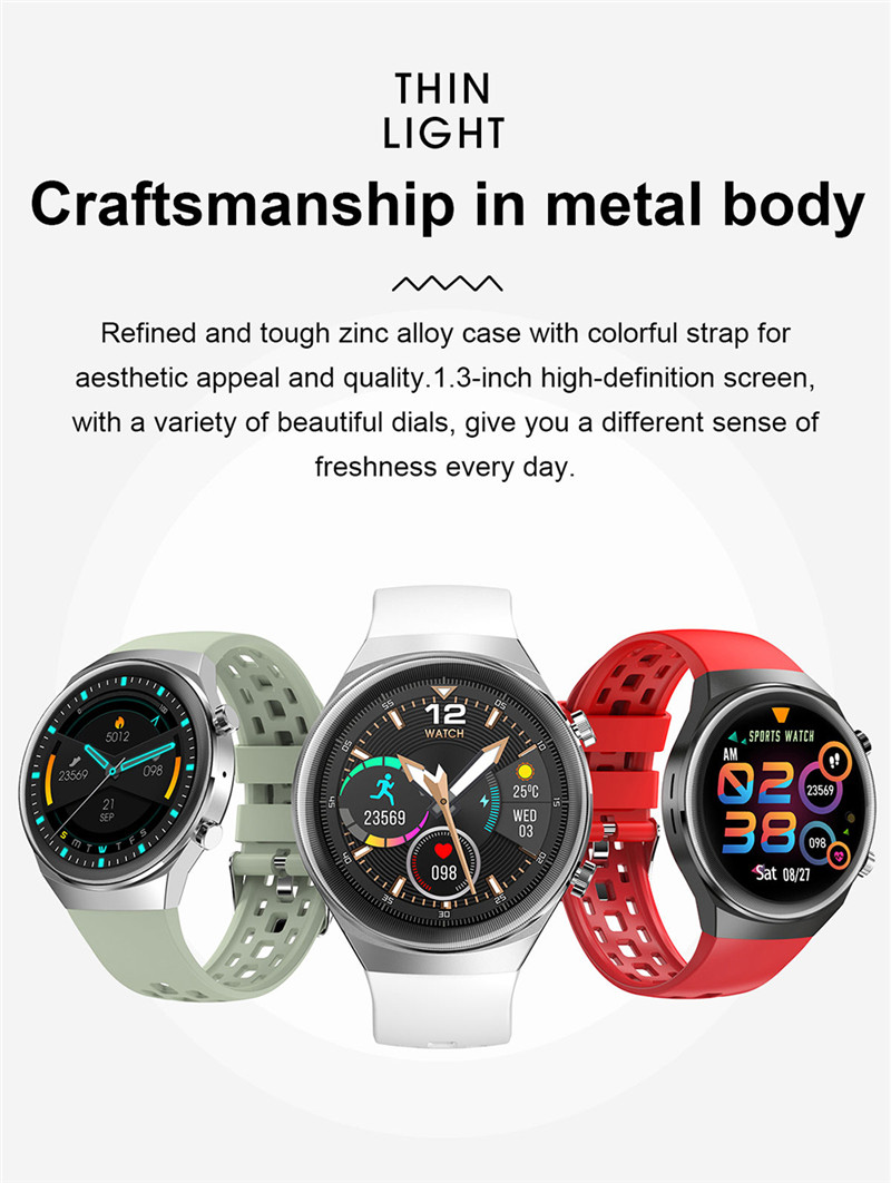 Q8 waterproof ecg heart rate fitness smart watch