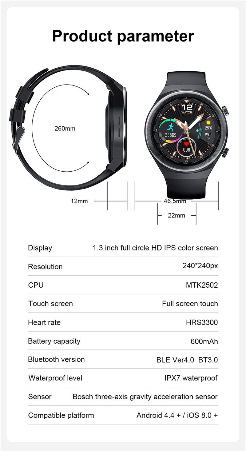 Q8 waterproof ecg heart rate fitness smart watch