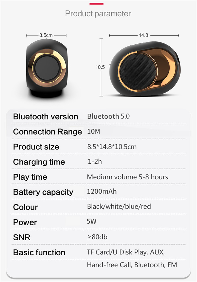X6 bluetooth 5.0 tws portable wireless speaker