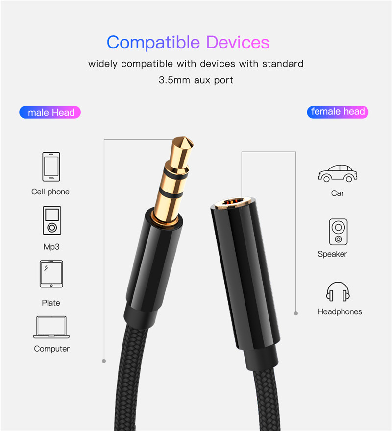 0.5M aux cable 3.5mm audio extension cable