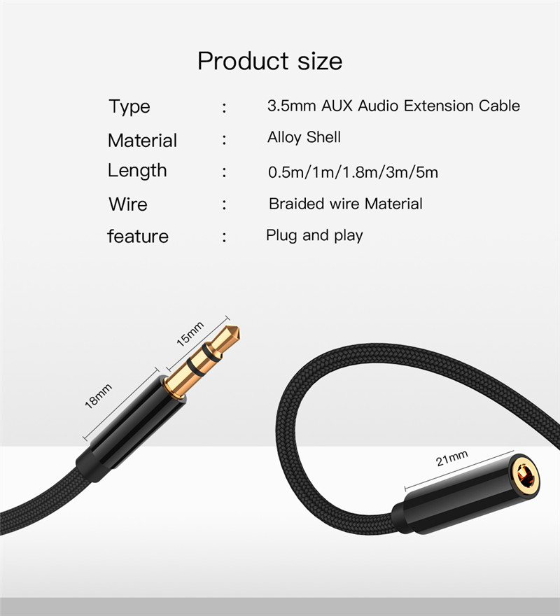 3m aux cable 3.5mm audio extension cable jack