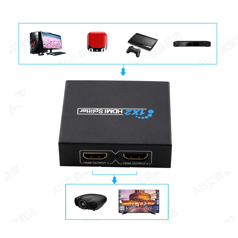1 in 2 out video box splitter hdmi switcher adapter 