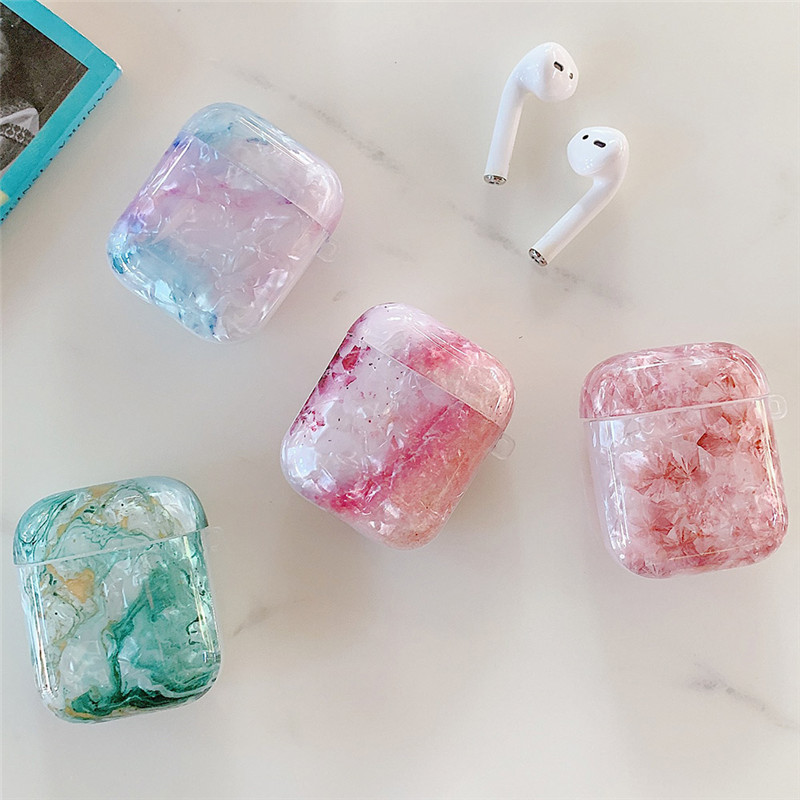 colorful shell texture earphone case for airpods 2 1