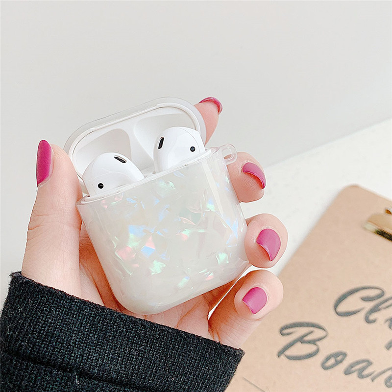 colorful shell texture earphone case for airpods 2 1