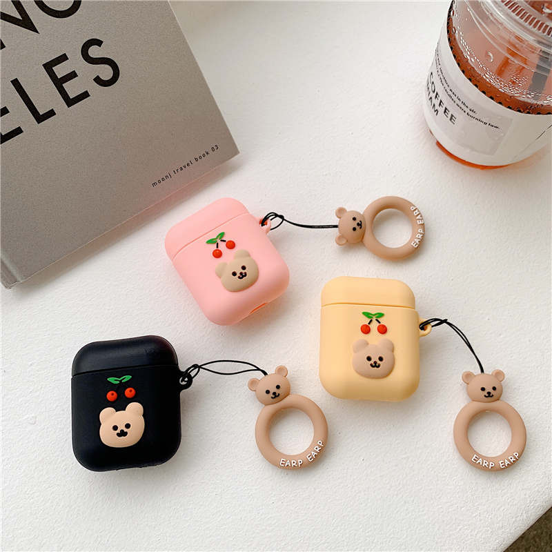 cherry bear soft tpu earphone case for airpods pro 3 2 1