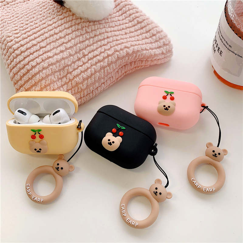 cherry bear soft tpu earphone case for airpods pro 3 2 1