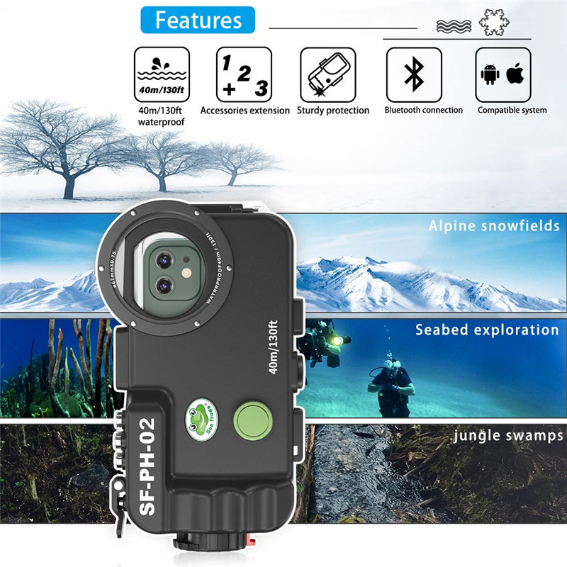 40M Sea Frogs Diving Case Underwater Housing For iPhone 13 pro max mini