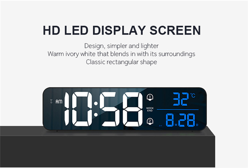 music led digital alarm desktop mirror clocks