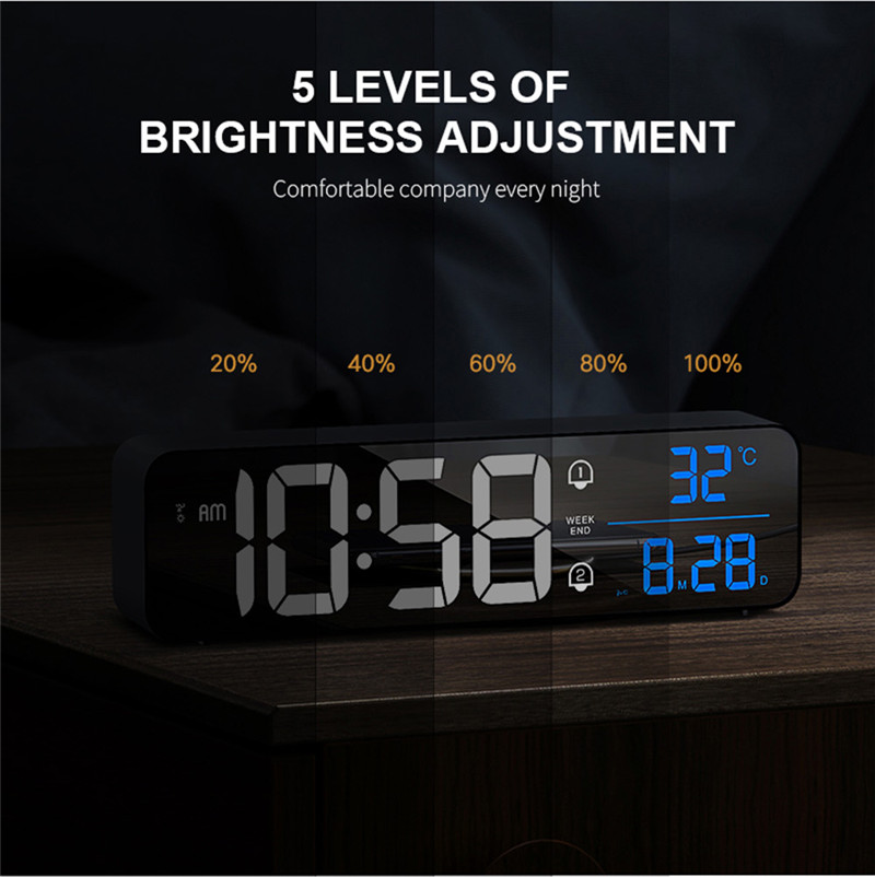 music led digital alarm desktop mirror clocks