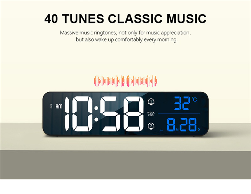 music led digital alarm desktop mirror clocks