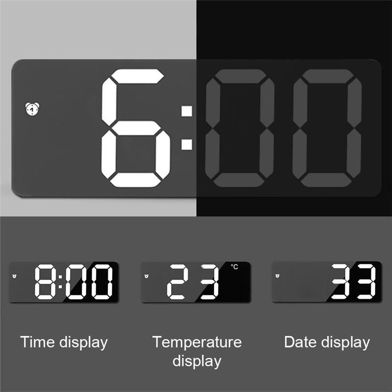 led digital mirror alarm electronic desktop clock